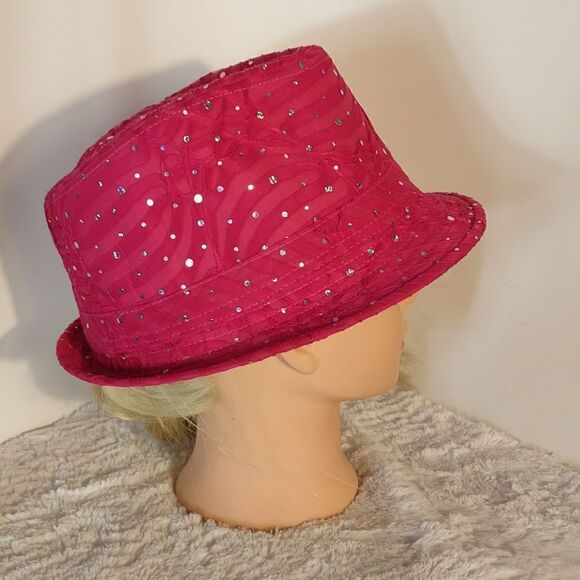 Sophia Collection Pink Glitter Women's Fedora Hat - Picture 4 of 7